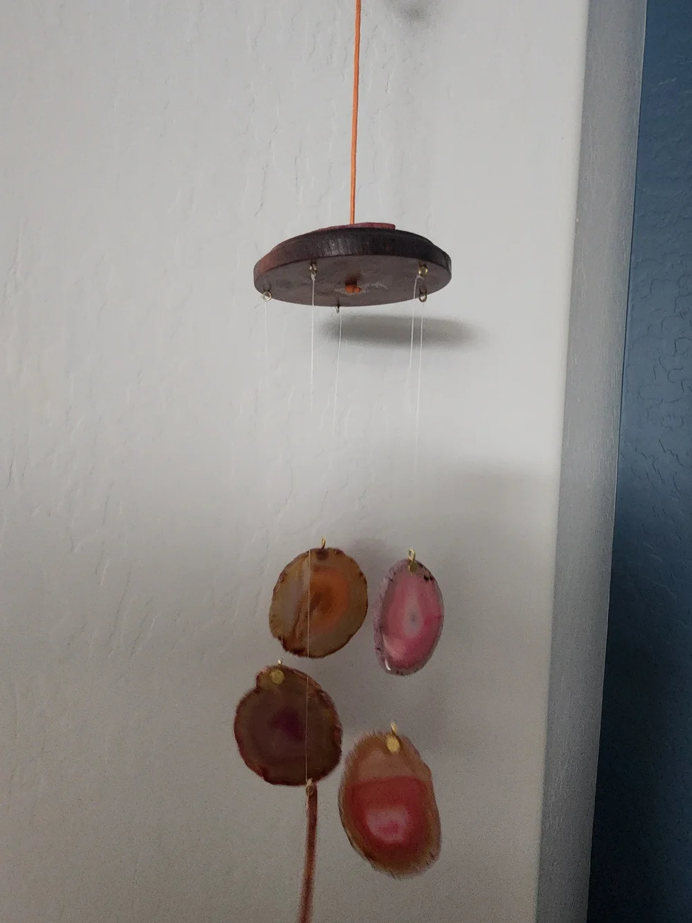 Handcrafted Pink Agate Hanging Wall Decor Mobile